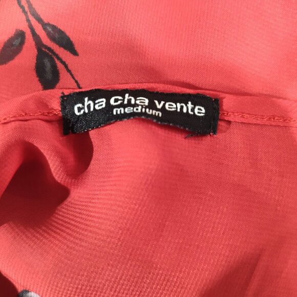 Vintage Cha Cha Vente Sheer High Low Blouse Women's Size Medium Red Sheer - Picture 6 of 8